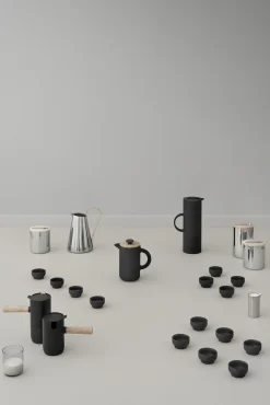 Cafetiere A Piston Theo Ceramique Noir Bois Naturel / 0,8L - Gres & Bambou - Stelton