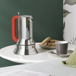 Cafetiere Italienne 9090, Poignee Perforee (1978) Metal / 3 Tasses - Induction / Alessi 100 Values Collection - Alessi