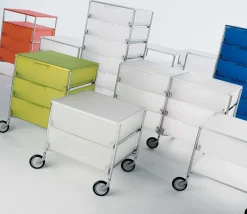 Caisson A Roulettes Mobil Plastique Blanc / 3 Tiroirs - Kartell