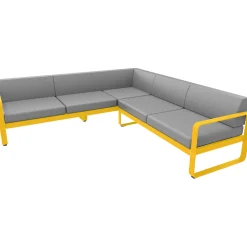 Canape D'Angle De Jardin Bellevie Metal Tissu Gris / N° 2 B - 235 X 229 Cm - Tissu Gris Flanelle - Fermob