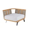 Canape De Jardin Modulable Welcome Tissu Blanc Bois Naturel / Module Accoudoir Droite L 90 Cm / - Unopiu