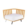 Canape De Jardin Modulable Welcome Tissu Blanc Bois Naturel / Module Accoudoir Droite L 90 Cm / - Unopiu