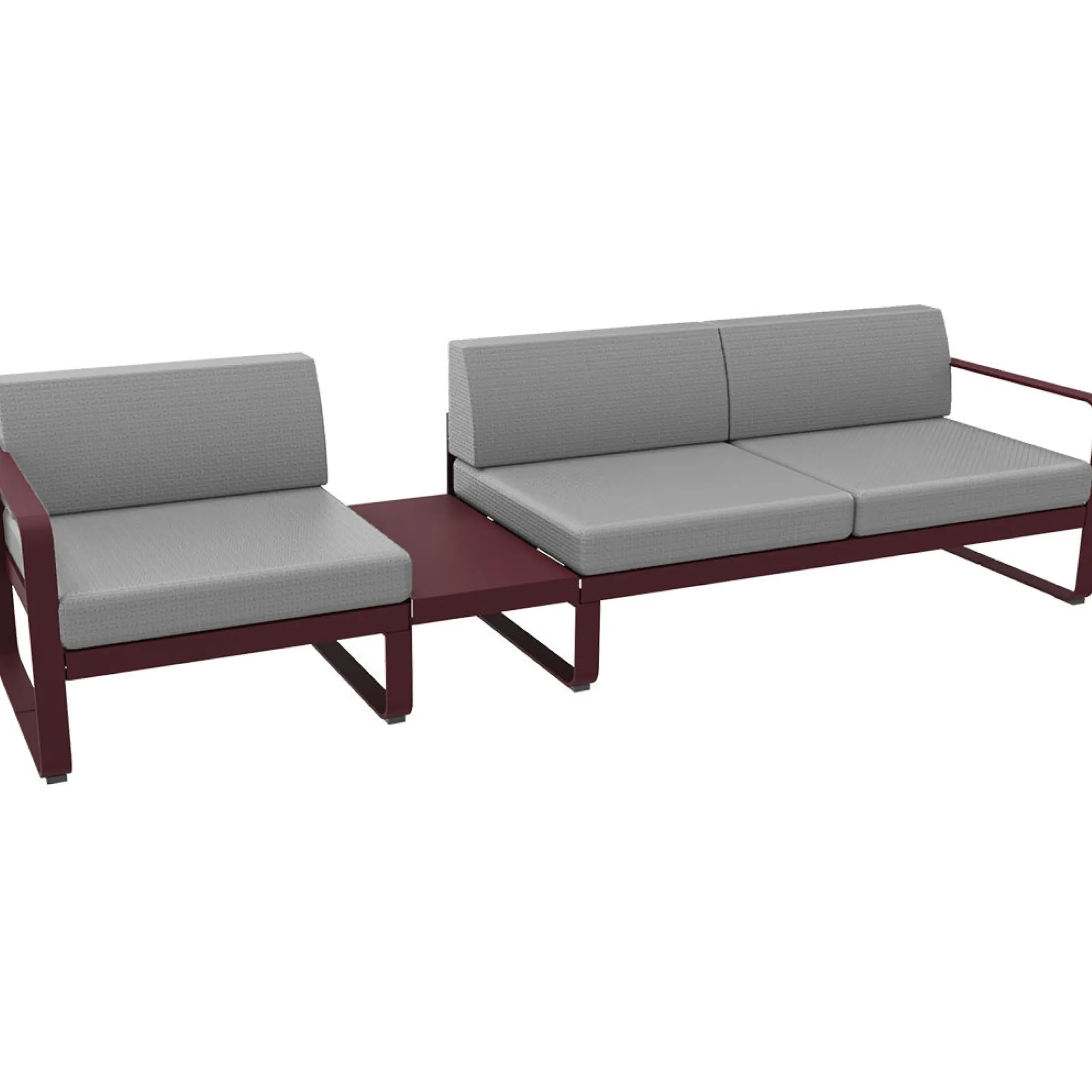 Canape De Jardin 3 Places Bellevie Metal Tissu Gris / N° 1 A - L 275 Cm - Tissu Gris Flanelle - Fermob