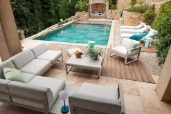 Canape De Jardin 3 Places Bellevie Metal Tissu Gris / N° 1 A - L 275 Cm - Tissu Gris Flanelle - Fermob