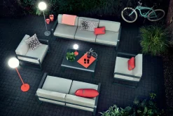 Canape De Jardin 2 Places Bellevie Metal Tissu Rouge Gris L 160 Cm - Tissu Graphite - Fermob