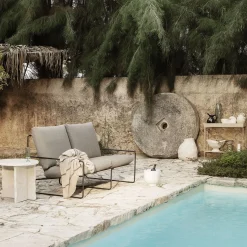 Canape De Jardin 2 Places Desert Stripe Tissu Marron L 156 Cm - Ferm Living