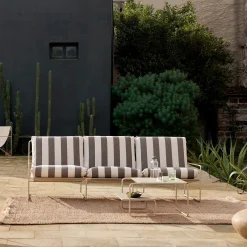 Canape De Jardin 3 Places Desert Stripe Tissu Marron L 233 Cm - Ferm Living