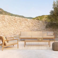 Canape De Jardin 4 Places Jack Outdoor Tissu Bois Beige / L 265 Cm - Teck - Ethnicraft