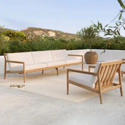 Canape De Jardin 4 Places Jack Outdoor Tissu Bois Blanc / L 265 Cm - Teck - Ethnicraft