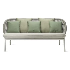 Canape De Jardin 2 Places Kodo Lounge Plastique Tissu Blanc Multicolore / Corde Acrylique Tressee Main - L 165 Cm - Vincent Sheppard