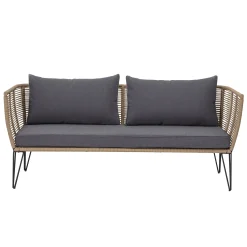 Canape De Jardin 3 Places Mundo Tissu Gris Beige / L 175 Cm - Fils Pvc - Bloomingville
