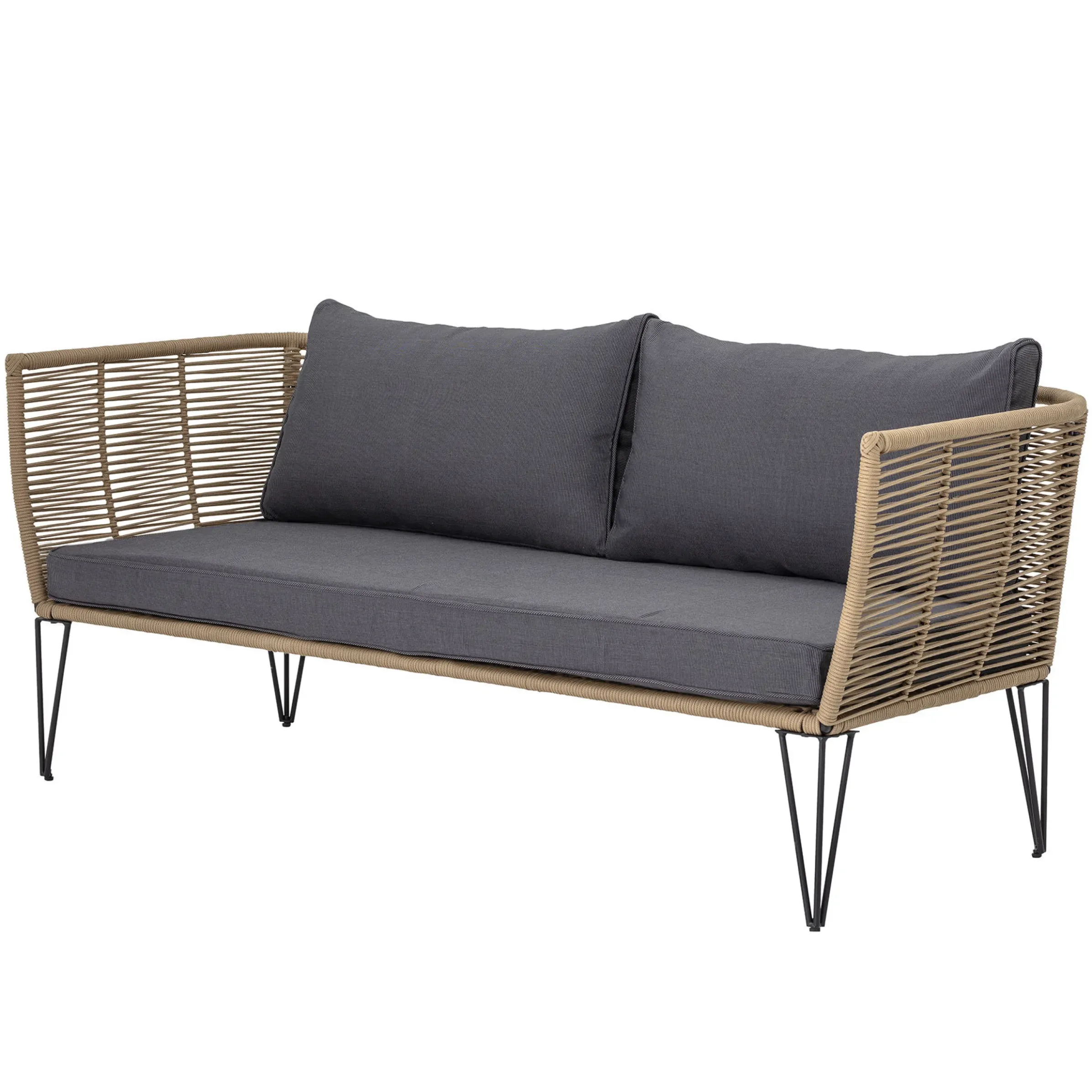 Canape De Jardin 3 Places Mundo Tissu Gris Beige / L 175 Cm - Fils Pvc - Bloomingville