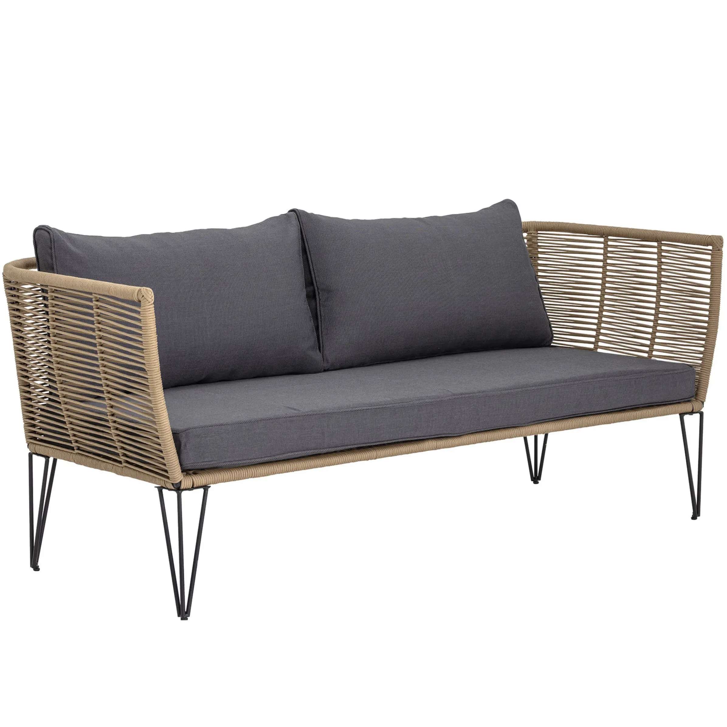 Canape De Jardin 3 Places Mundo Tissu Gris Beige / L 175 Cm - Fils Pvc - Bloomingville