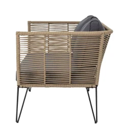 Canape De Jardin 3 Places Mundo Tissu Gris Beige / L 175 Cm - Fils Pvc - Bloomingville