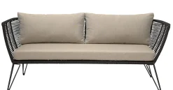Canape De Jardin 3 Places Mundo Tissu Noir Beige / L 175 Cm - Fils Pvc - Bloomingville