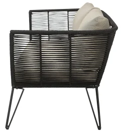 Canape De Jardin 3 Places Mundo Tissu Noir Beige / L 175 Cm - Fils Pvc - Bloomingville