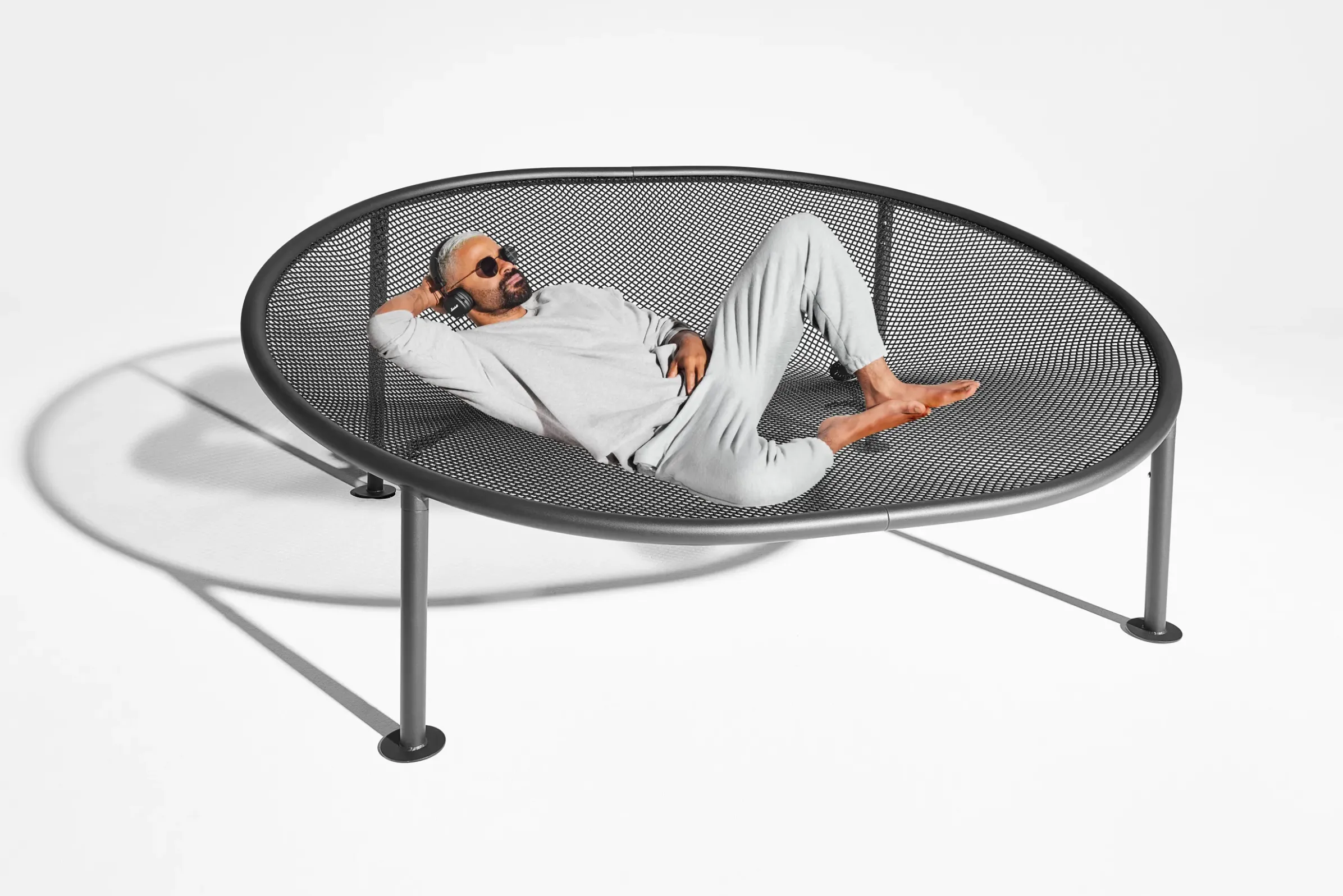 Canape De Jardin 2 Places Netorious Tissu Noir / Assise Lounge - Filet Souple / 189 X 154 Cm - Fatboy