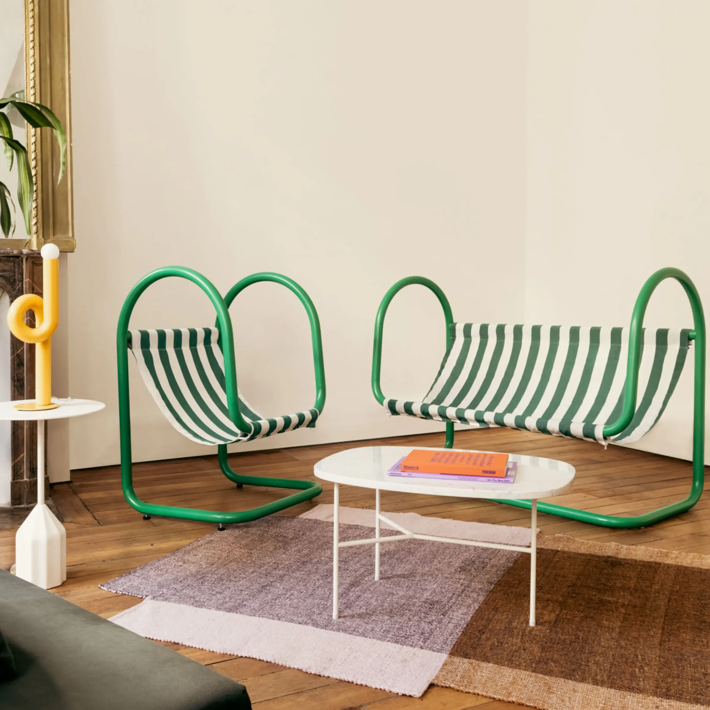 Canape De Jardin 2 Places Petit Double Metal Vert / L 130 Cm - Exclusivite Made In Design - Axel Chay