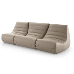Canape De Jardin 3 Places Saparella Cuir Beige (1965) / 3 Modules - L 222 Cm - Cinna