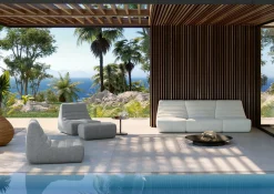 Canape De Jardin 3 Places Saparella Tissu Gris (1965) / 3 Modules - L 222 Cm - Cinna