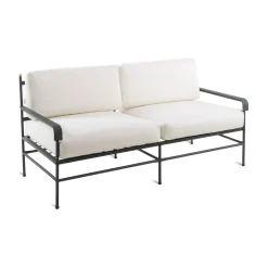 Canape De Jardin 2 Places Toscana Metal Tissu Blanc Gris Noir / L 161 Cm - Unopiu