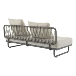 Canape De Jardin 2 Places Valmer Tissu Gris / L 201 Cm - Corde Polypropylene & Aluminium - Cinna