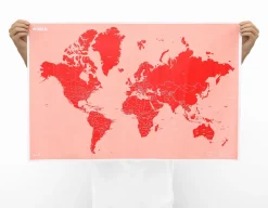 Carte Du Monde A Personnaliser Crumpled World By Countries Papier Multicolore / Noms De Pays - Feutre Effacable Inclus - 87 X 58 Cm - Palomar