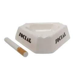 Centre De Table Social Smoker Ceramique/ Coupe Avec Cigarette En Ceramique - 36 X 36 X H 10 Cm - Seletti
