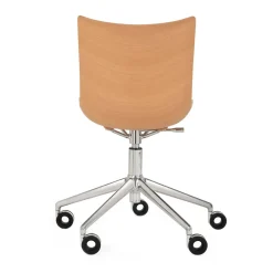 Chaise A Roulettes P/Wood Bois Naturel /  Hauteur Reglable - Kartell
