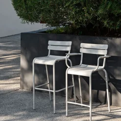 Chaise De Bar Luxembourg Metal Jaune / Aluminium - H 80 Cm - Fermob