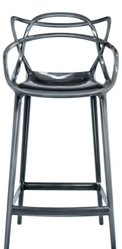 Chaise De Bar Masters Plastique Gris Argent Metal / H 65 Cm - Metallisee - Kartell