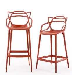 Chaise De Bar Masters Plastique Orange / H 65 Cm - Kartell