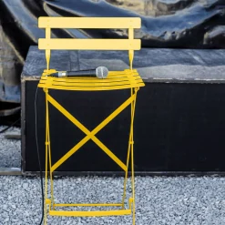Chaise De Bar Pliante Bistro Metal Jaune / H 74 Cm - Fermob