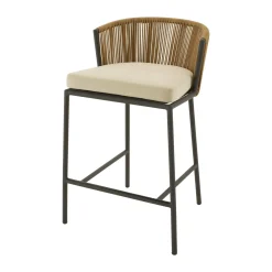 Chaise Haute Lapel Plastique Beige / Rotin Synthetique - Coussin D'Assise - Cinna