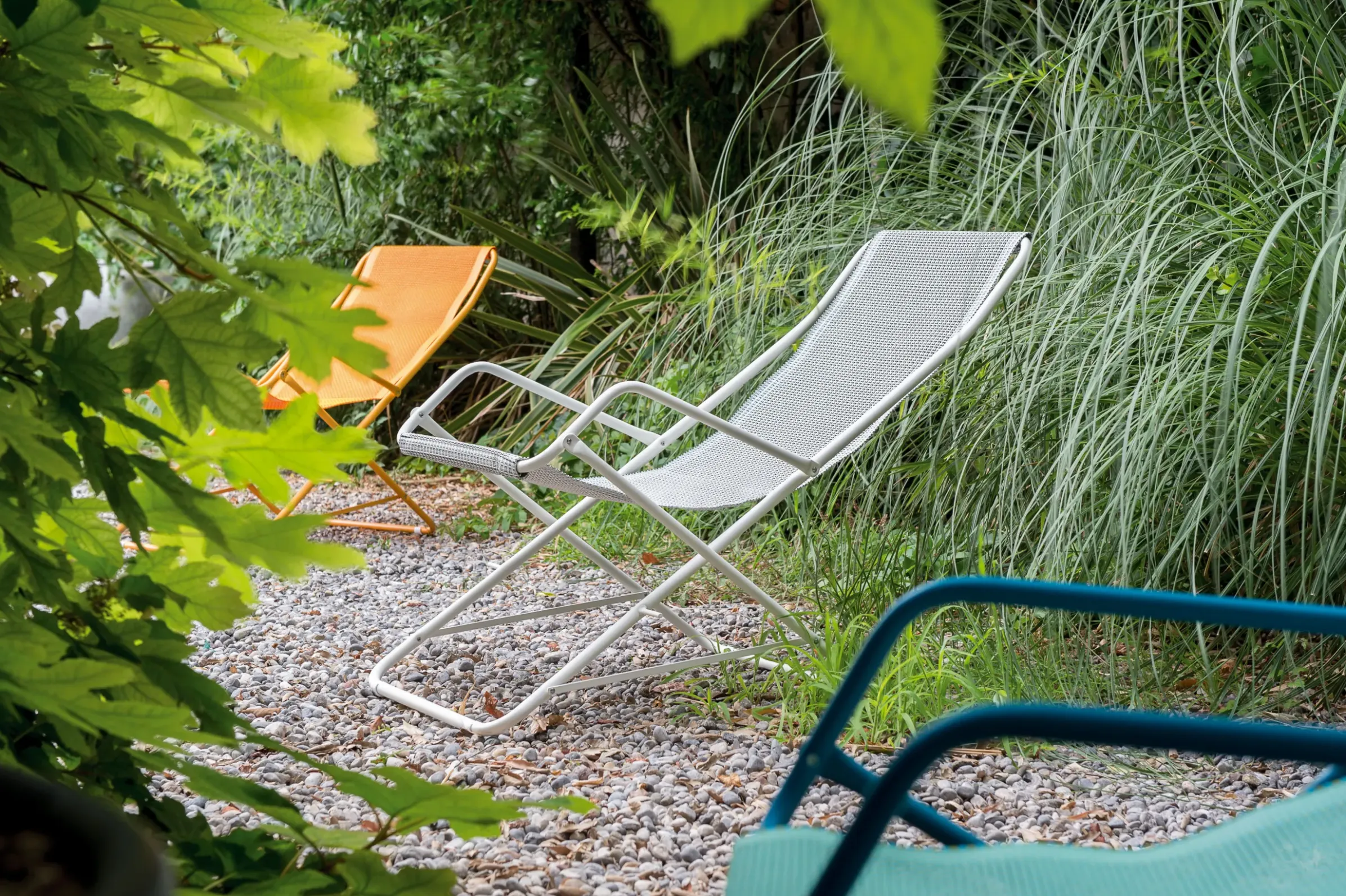 Chaise Longue Pliable Bahama Metal Metal & Tissu - Emu