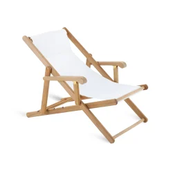 Chaise Longue Pliable Inclinable Chelsea Blanc Bois Naturel Bois & Tissu Blanc / Accoudoirs - Unopiu