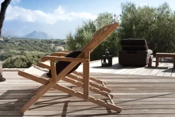 Chaise Longue Pliable Inclinable Chelsea Blanc Bois Naturel Bois & Tissu Blanc / Accoudoirs - Unopiu