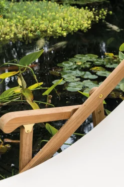 Chaise Longue Pliable Inclinable Chelsea Blanc Bois Naturel Bois & Tissu Blanc / Accoudoirs - Unopiu