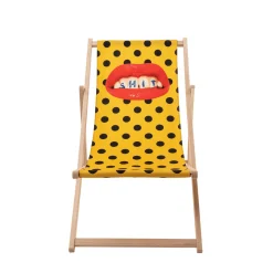 Chaise Longue Pliable Inclinable Toiletpaper Bois Multicolore Bois & Toile Multicolore / - Seletti