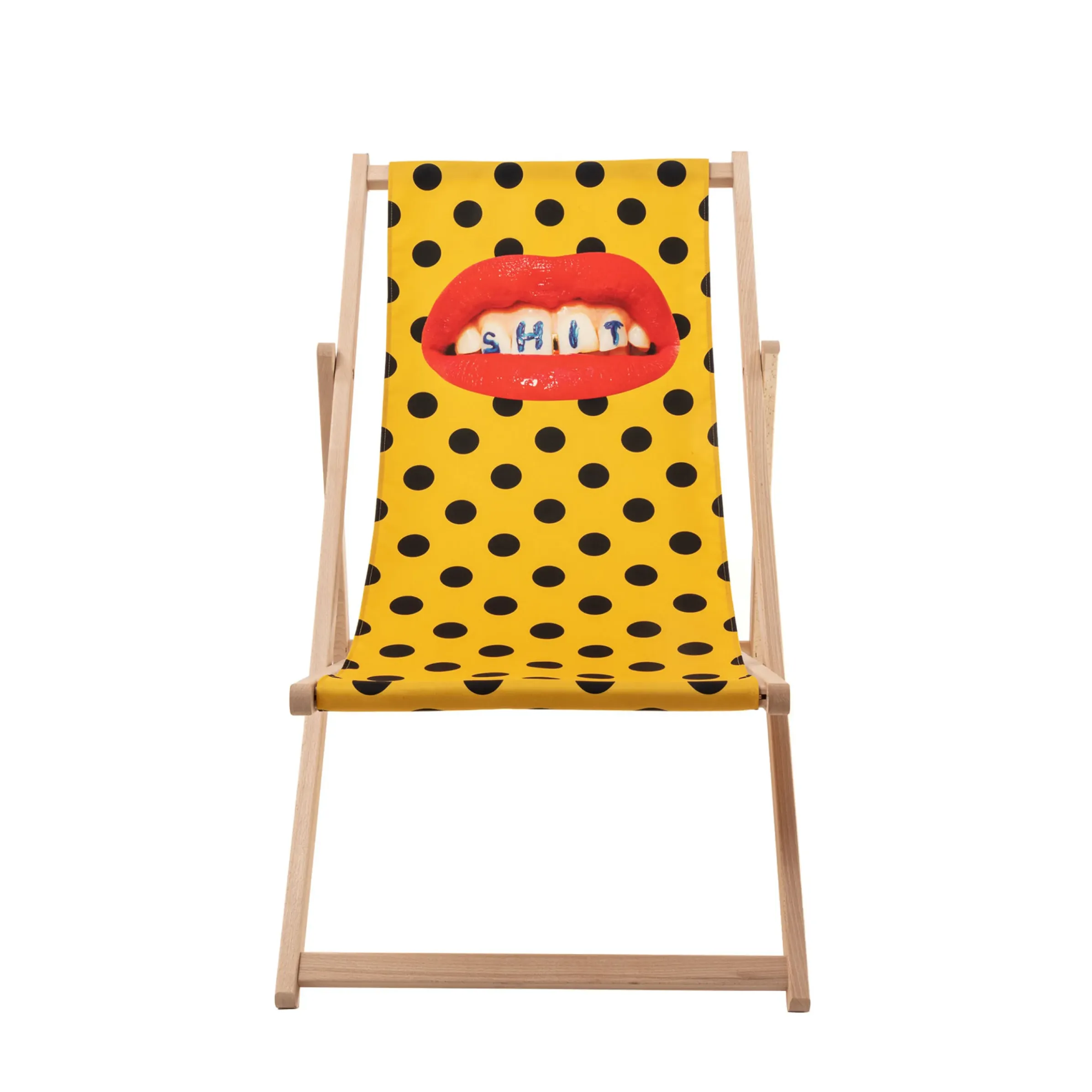Chaise Longue Pliable Inclinable Toiletpaper Bois Multicolore Bois & Toile Multicolore / - Seletti