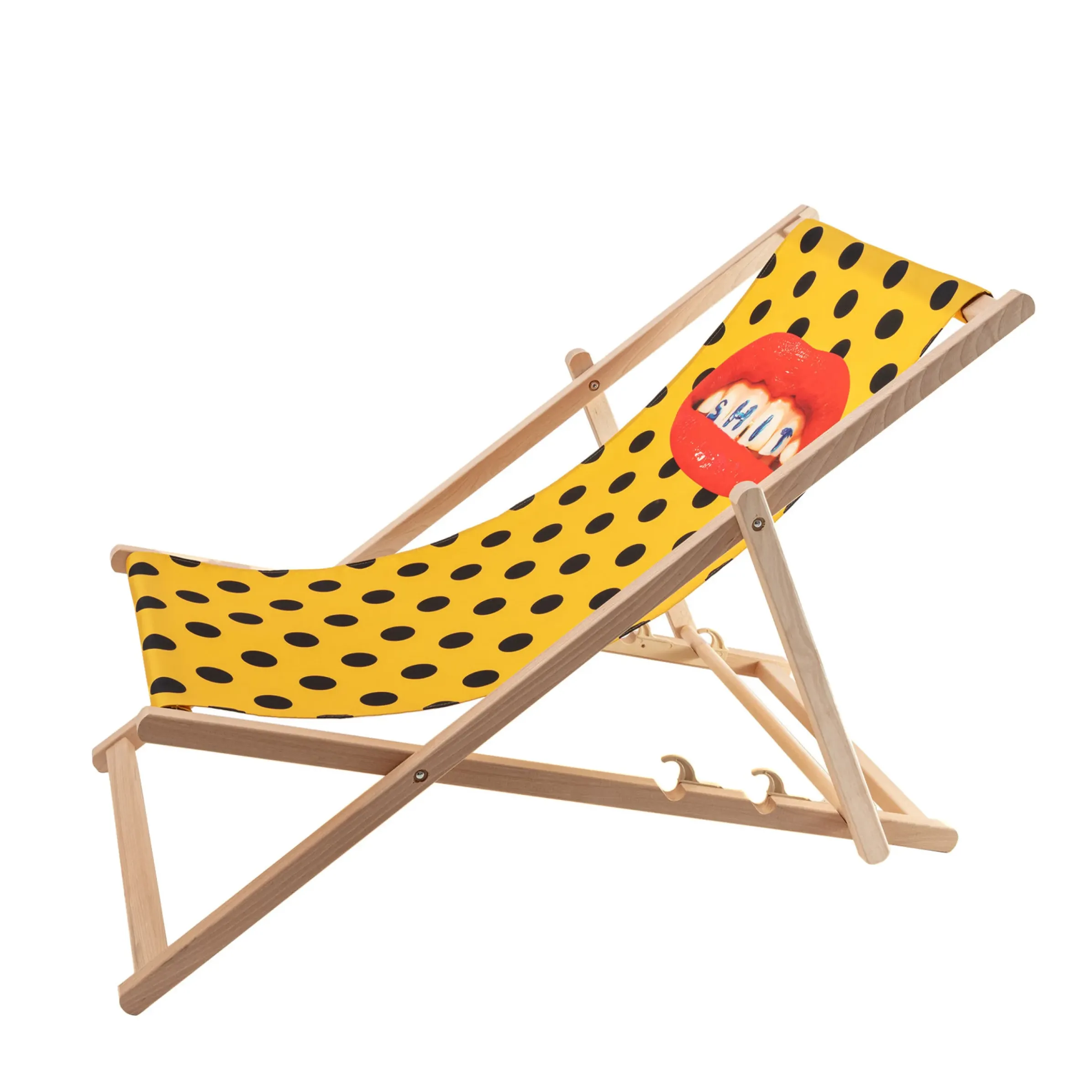 Chaise Longue Pliable Inclinable Toiletpaper Bois Multicolore Bois & Toile Multicolore / - Seletti