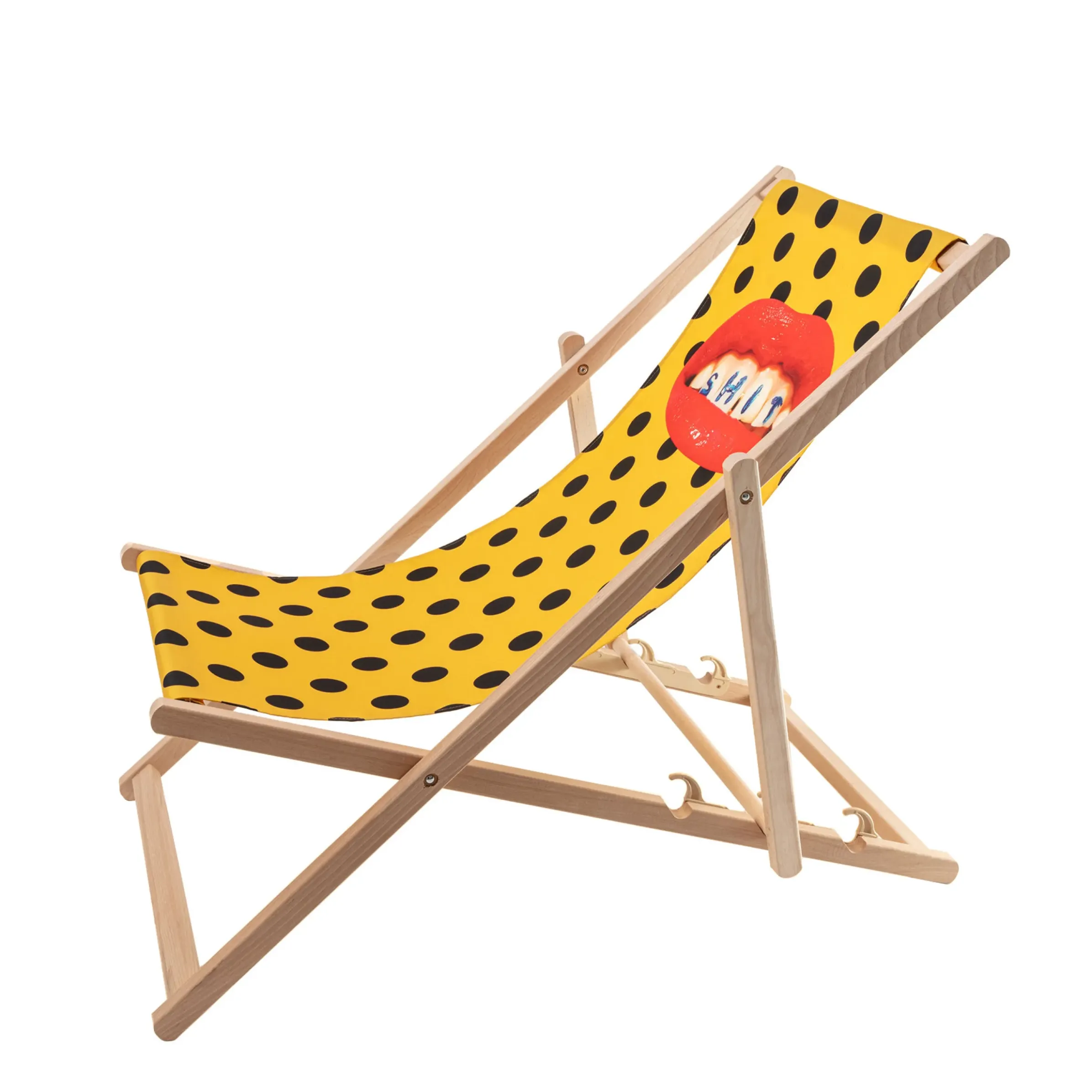 Chaise Longue Pliable Inclinable Toiletpaper Bois Multicolore Bois & Toile Multicolore / - Seletti