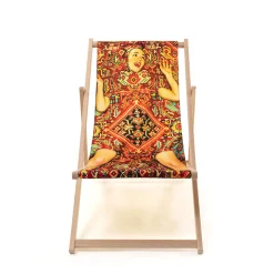 Chaise Longue Pliable Inclinable Toiletpaper Bois Multicolore Bois & Toile Multicolore / - Seletti