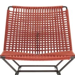 Chaise Neil Twist Tissu Orange / Outdoor - Corde Tressee Main - Mdf Italia