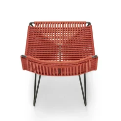 Chaise Neil Twist Tissu Orange / Outdoor - Corde Tressee Main - Mdf Italia