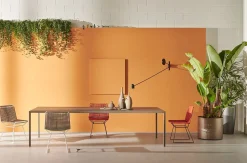 Chaise Neil Twist Tissu Orange / Outdoor - Corde Tressee Main - Mdf Italia
