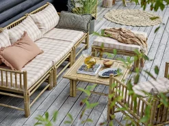 Chauffeuse Korfu Tissu Beige Bois Naturel / Module Central - Bambou - Bloomingville