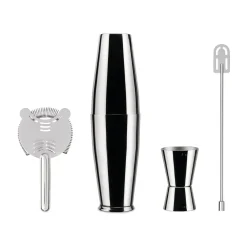 Coffret Shaker Lunar Eclipse Metal / By Ettore Sottsass - Set 4 Pieces - Alessi