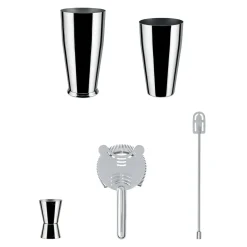 Coffret Shaker Lunar Eclipse Metal / By Ettore Sottsass - Set 4 Pieces - Alessi