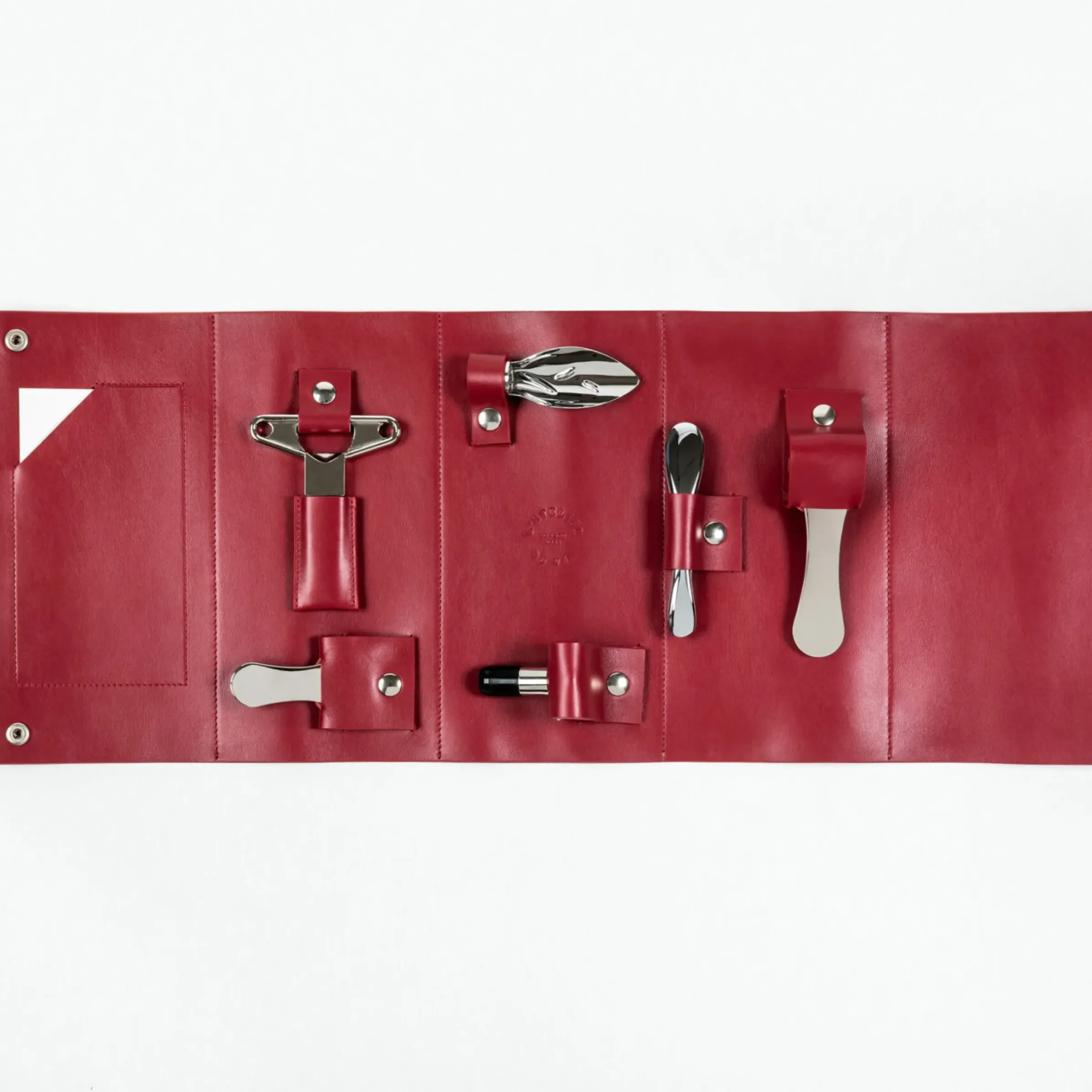 Coffret Sommelier Oeno Collection Nomad Metal Cuir Rouge Marron / 6 Accessoires Dans Etui Cuir - L'Atelier Du Vin